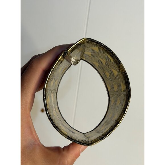 Starbucks Metallic Gold Coffee Cup Sleeve Reusable Triangle Pattern Holiday - Picture 4 of 7